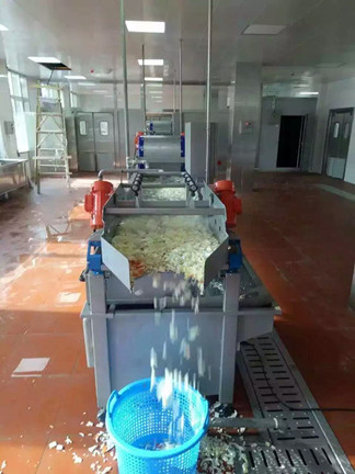 蔬菜渦流清洗機(jī)在杭州味捷食品公司收到好評(píng)